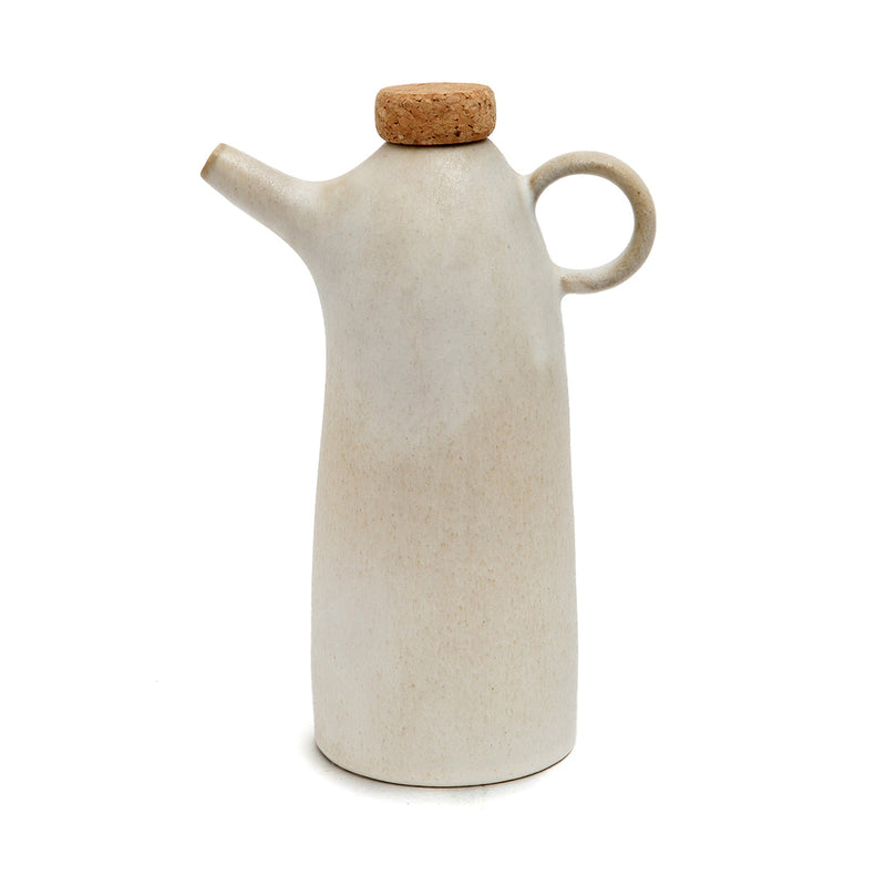 Bouteille en céramique blanche pour huile d'olive 19 cm
