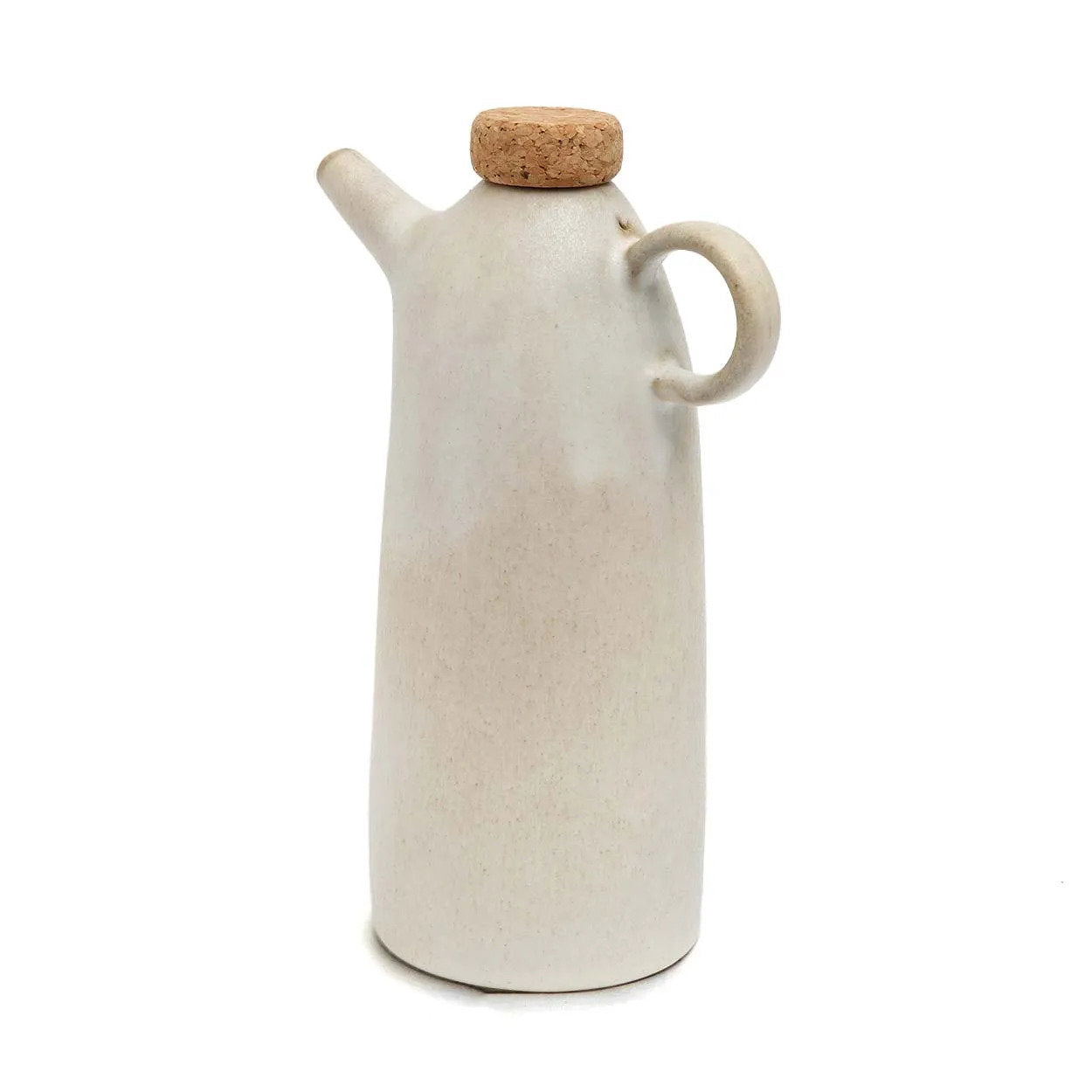 Bouteille en céramique blanche pour huile d'olive 19 cm