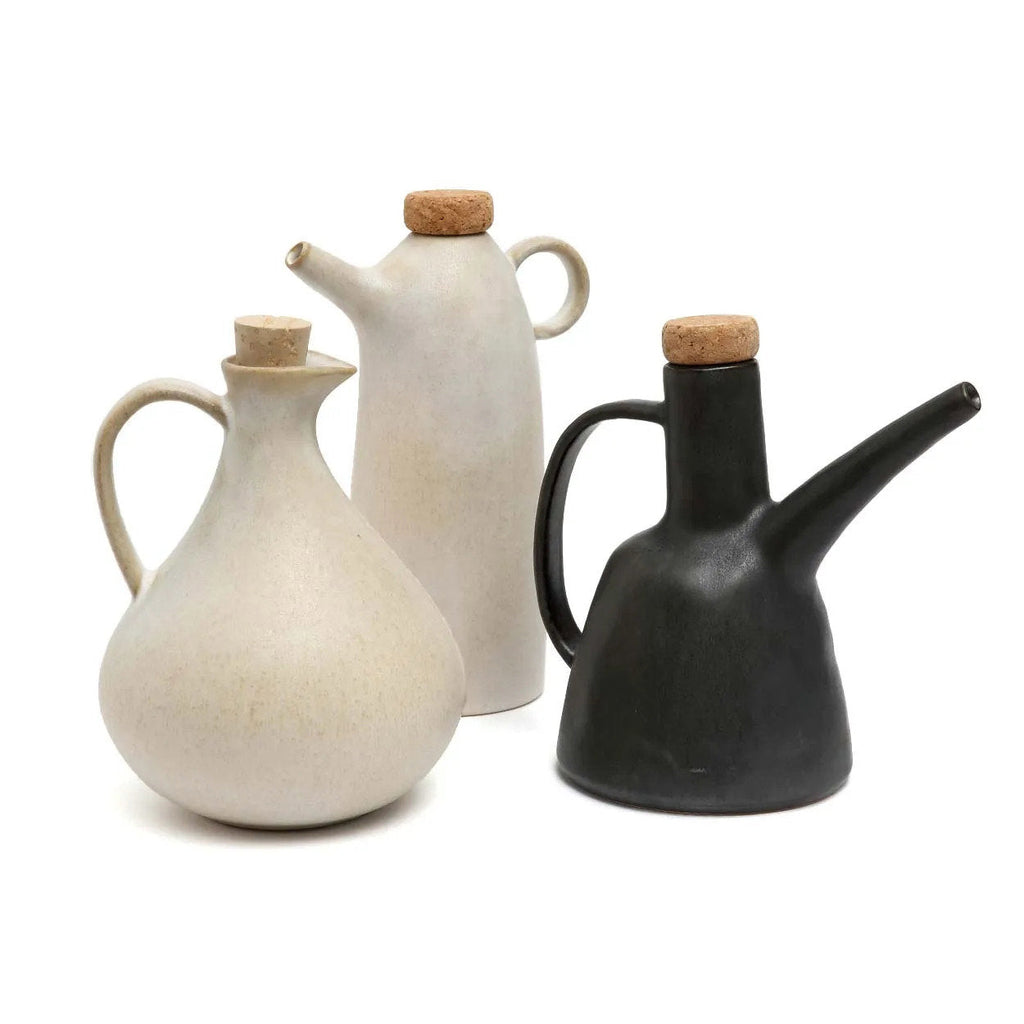 Bouteille en céramique blanche pour huile d'olive 19 cm