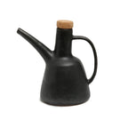 Bouteille à huile en grès noir mat design artisanale avec bec liège