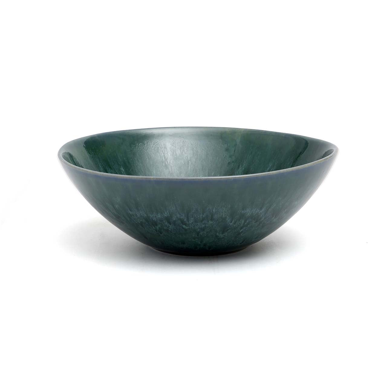 Bol en céramique artisanale vert émeraude marbré pour service de table
