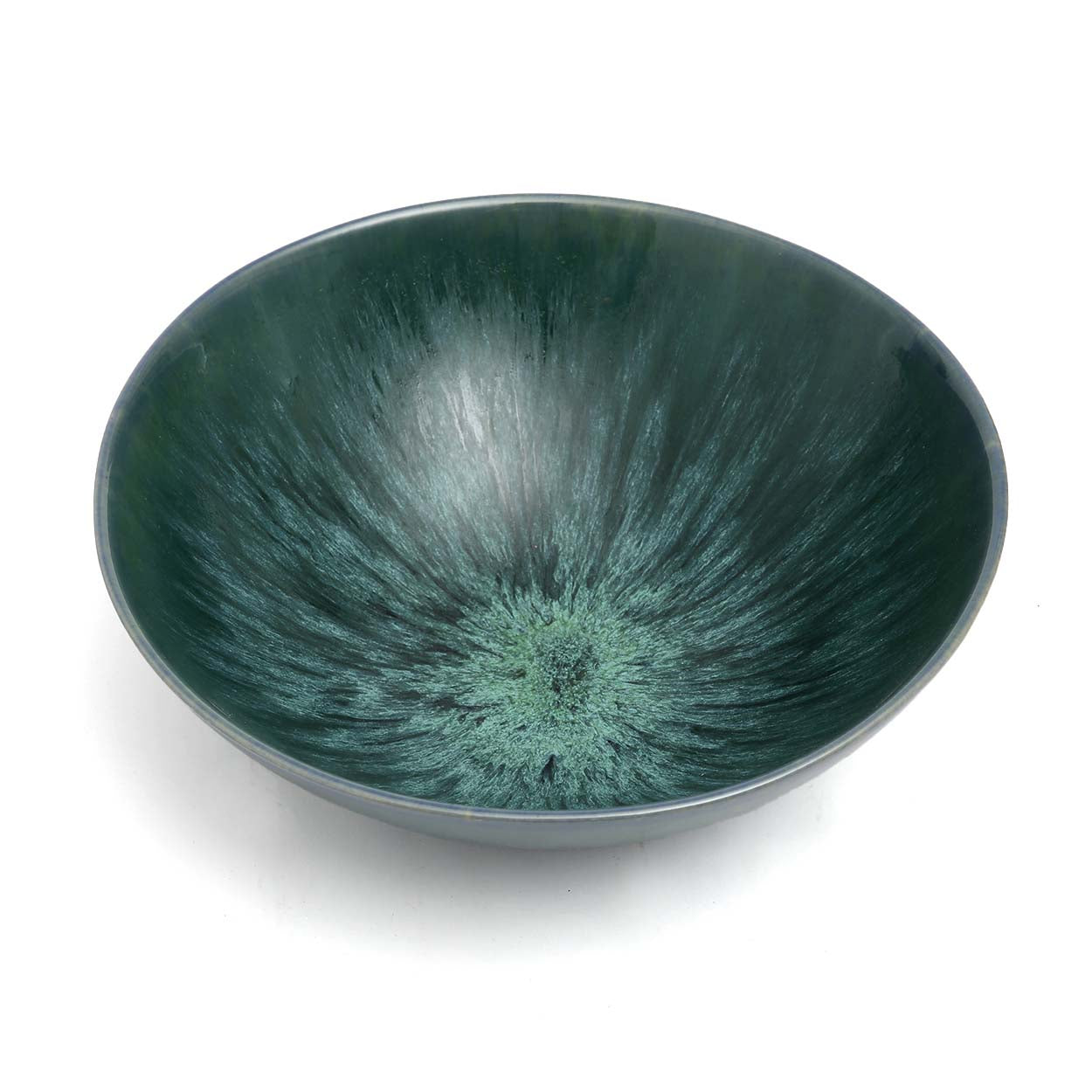 Bol en céramique artisanale vert émeraude marbré pour service de table