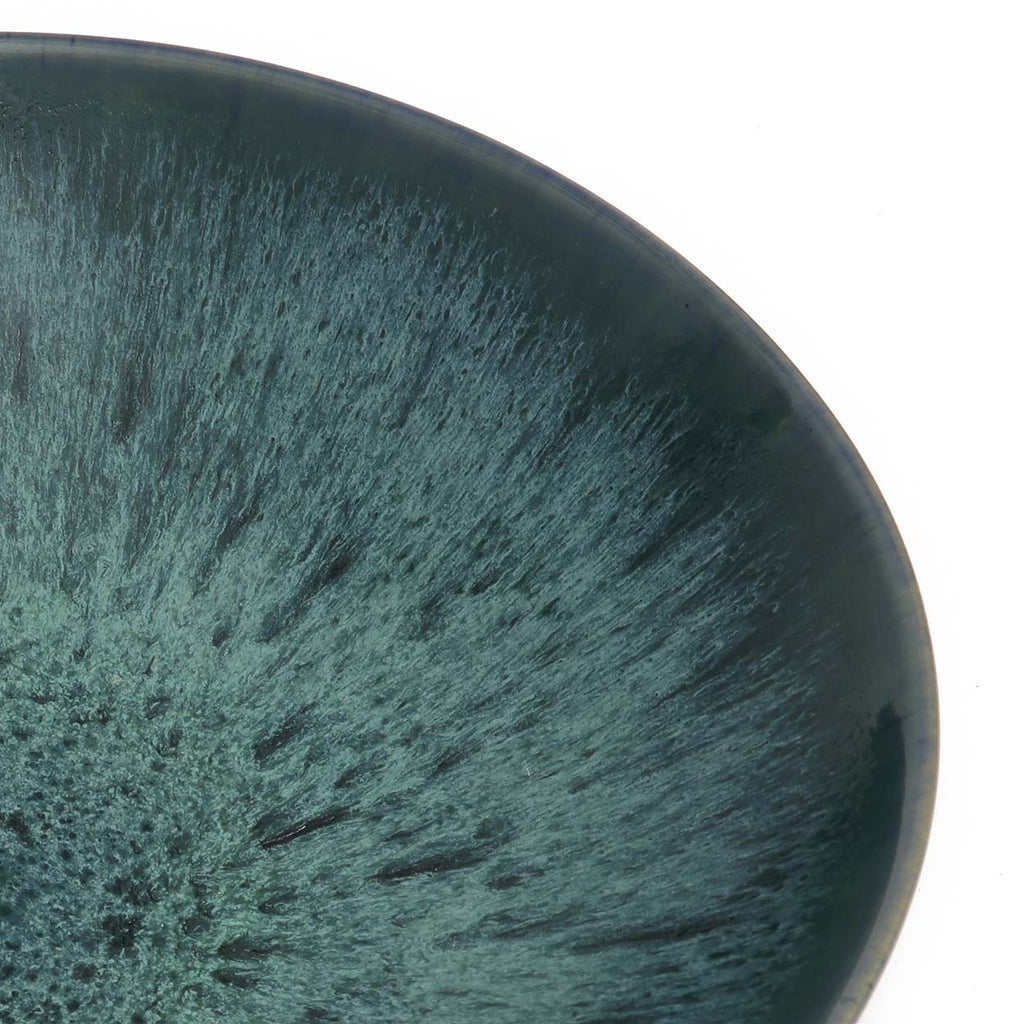 Bol en céramique artisanale vert émeraude marbré pour service de table