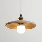 Suspension disque en bois clair et laiton