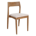 Chaise de salle à manger en bois de teck et tissu beige ajourée