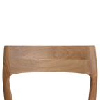 Chaise de salle à manger en bois de teck et tissu beige ajourée
