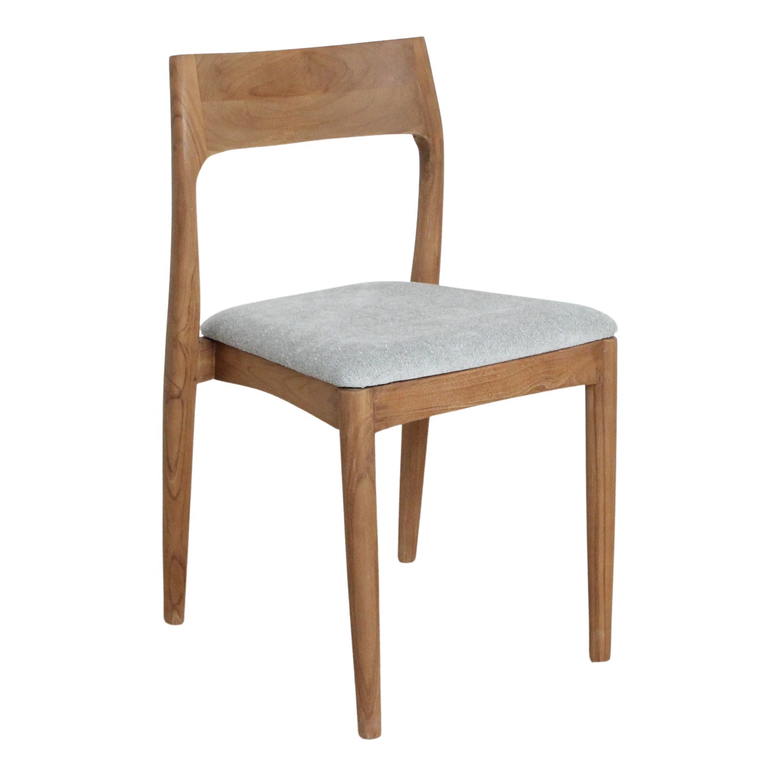 Chaise en teck et tissu vert clair dossier ouvert