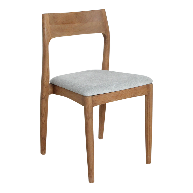 Chaise en teck et tissu vert clair dossier ouvert