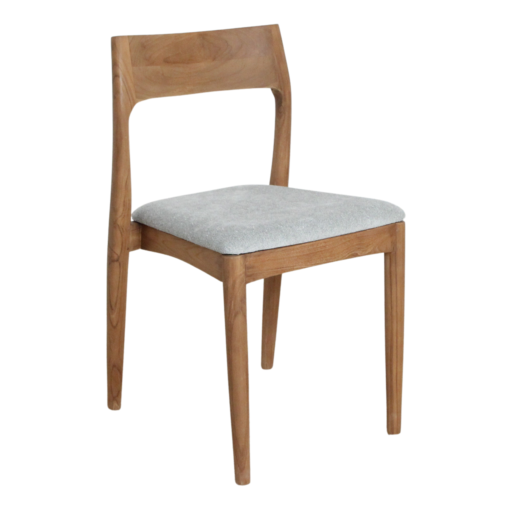 Chaise en teck et tissu vert clair dossier ouvert