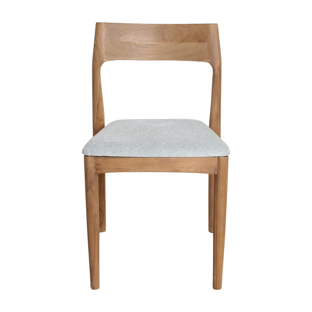 Chaise en teck et tissu vert clair dossier ouvert