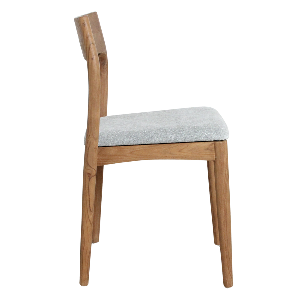 Chaise en teck et tissu vert clair dossier ouvert