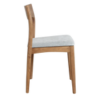 Chaise en teck et tissu vert clair dossier ouvert