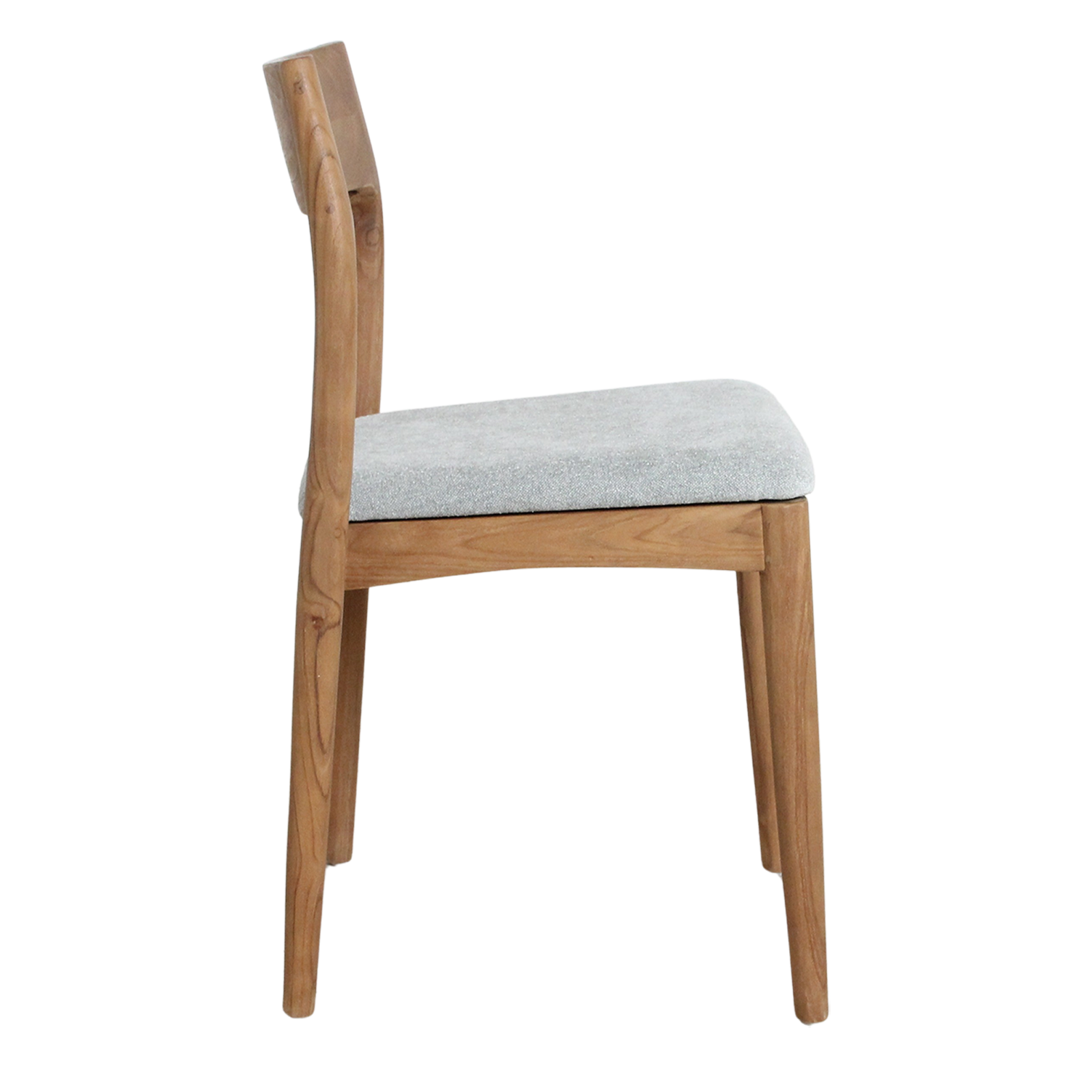 Chaise en teck et tissu vert clair dossier ouvert