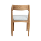 Chaise en teck et tissu vert clair dossier ouvert