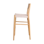 Tabouret bar teck clair corde beige extérieur – H109 cm