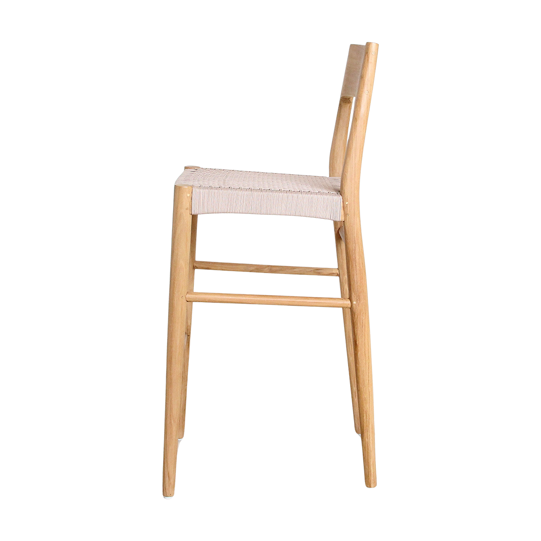 Tabouret bar teck clair corde beige extérieur – H109 cm