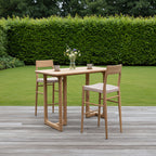 Tabouret bar teck clair corde beige extérieur – H109 cm