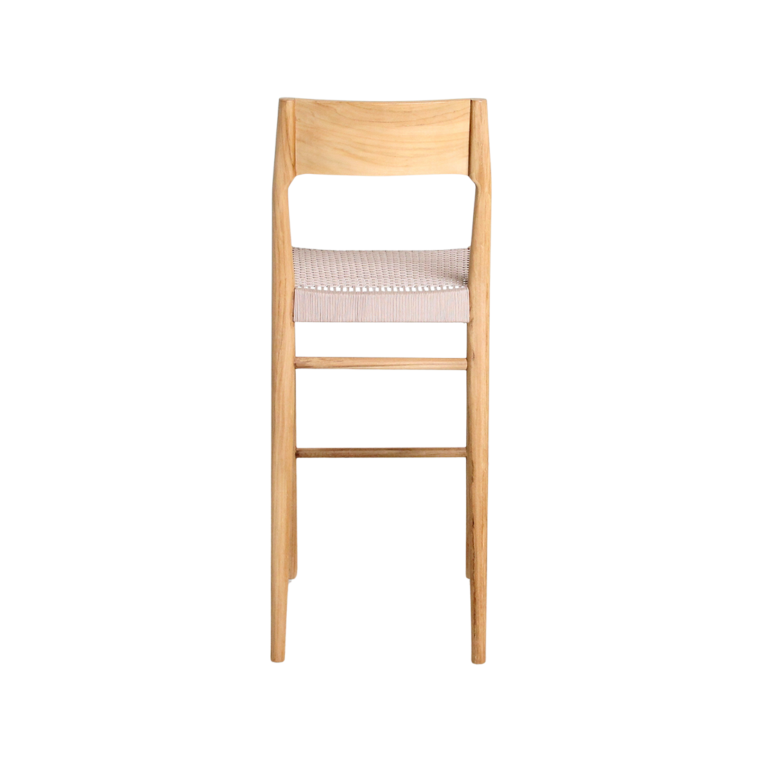 Tabouret bar teck clair corde beige extérieur – H109 cm