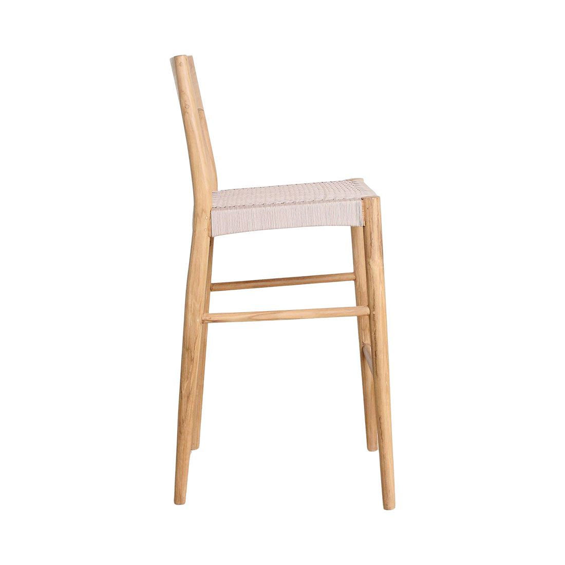 Tabouret bar teck clair corde beige extérieur – H109 cm