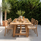 Chaises de jardin en teck naturel avec accoudoirs et assise tressée – Lot de 2