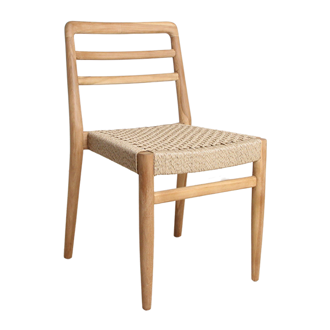 Chaise de jardin teck naturel et corde tressée - Lot de 2