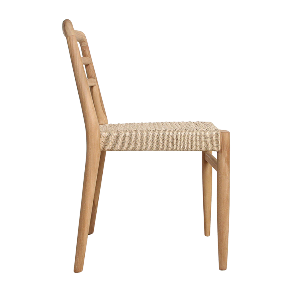 Chaise de jardin teck naturel et corde tressée - Lot de 2