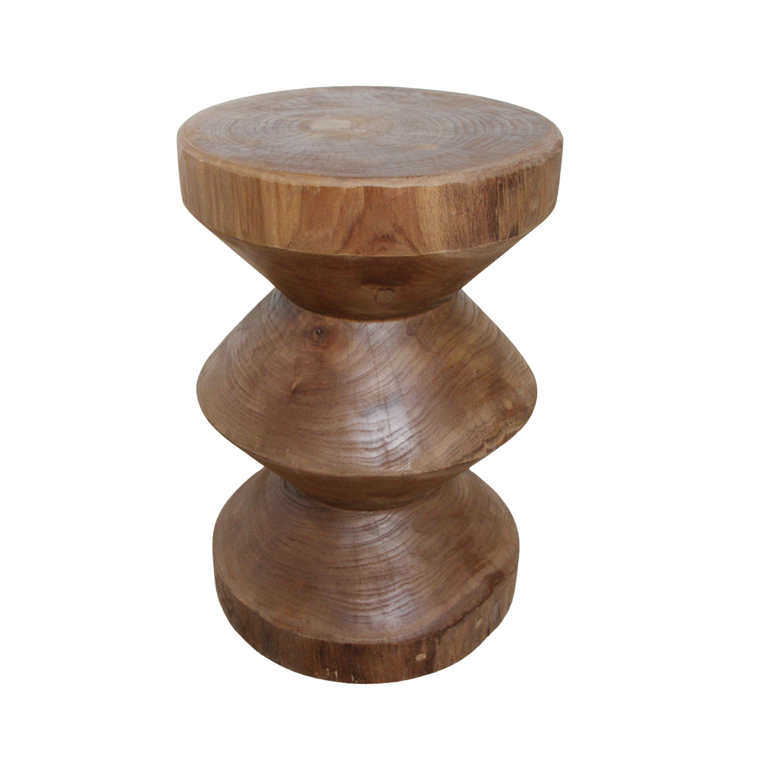 Table d’appoint en teck massif forme sablier finition naturelle – H45 cm