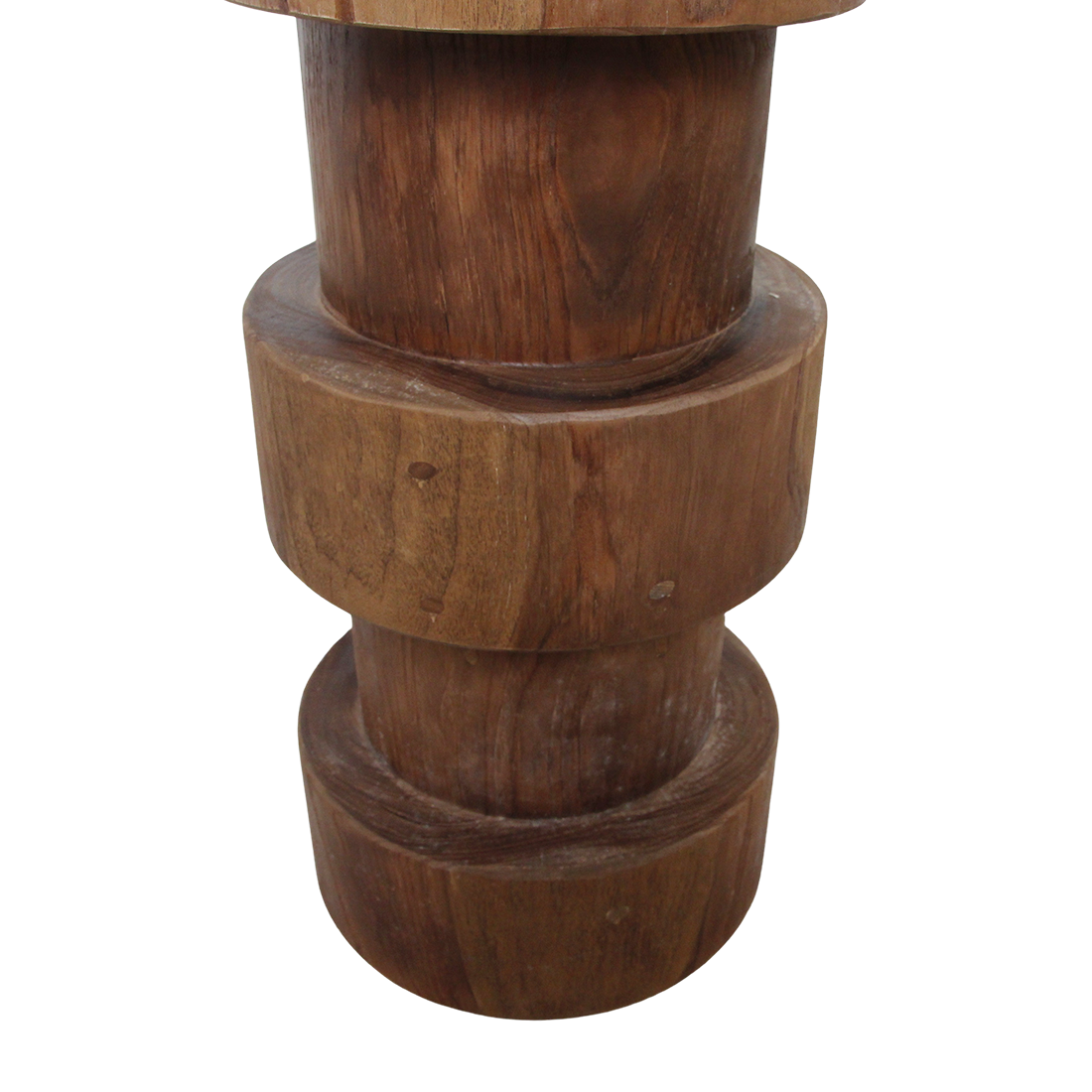 Tabouret en teck massif naturel forme totem pour bar ou salon – H65 cm