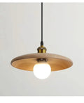Suspension disque en bois clair et laiton