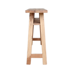 Console en bois recyclé clair avec étagère – 140x30 cm