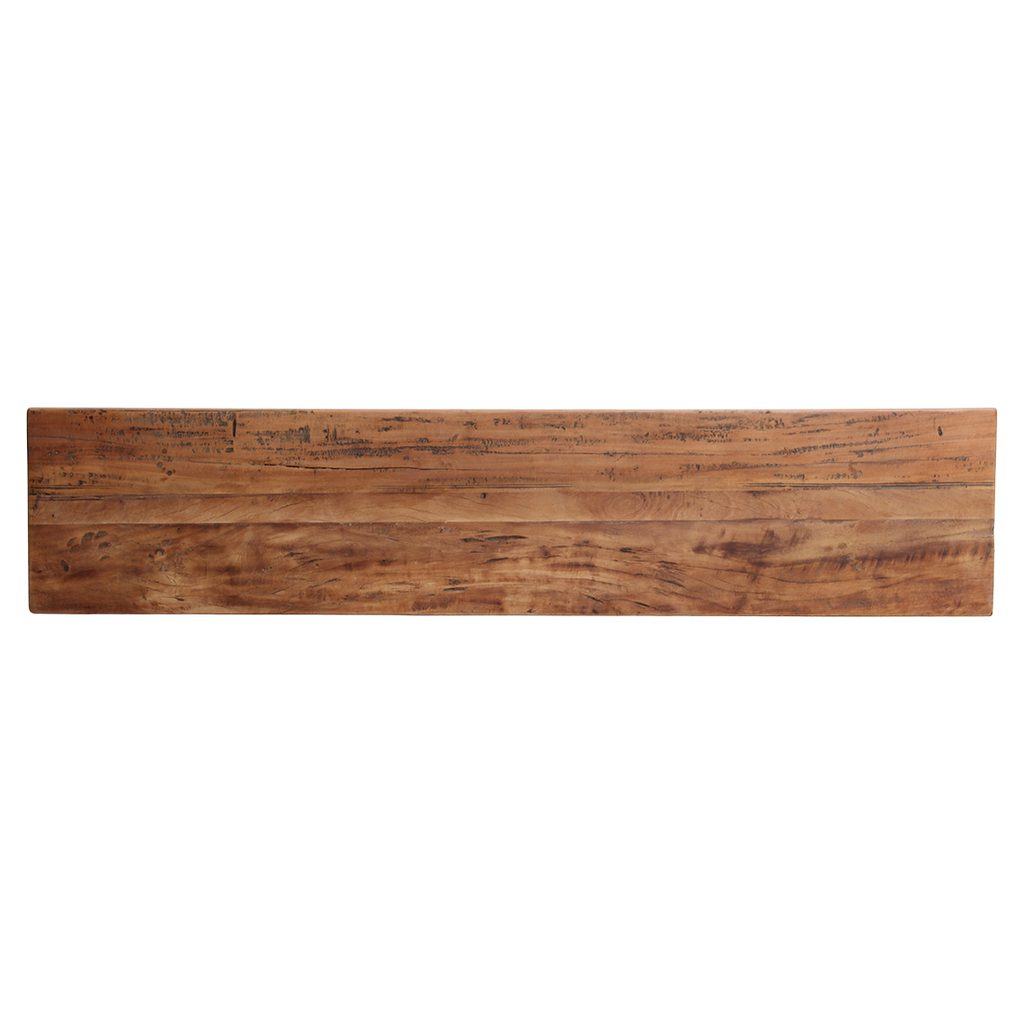 Console en bois recyclé clair avec étagère – 140x30 cm