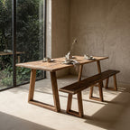 Table à manger en teck recyclé FSC rustique – 200x90 cm