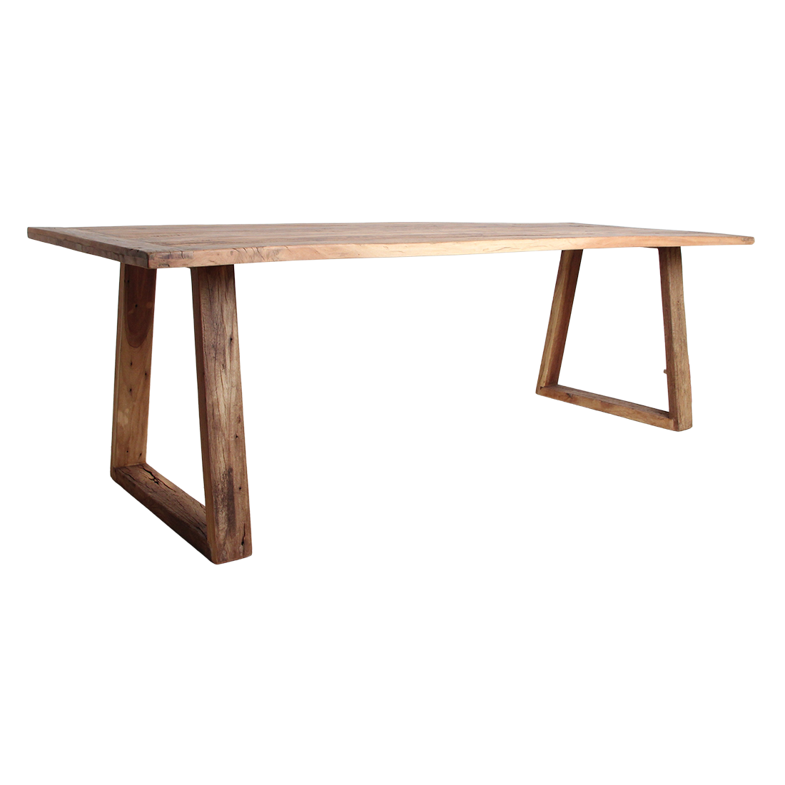 Table à manger en teck recyclé avec pieds trapézoïdaux – 240x90 cm
