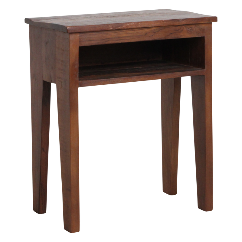 Table de chevet en bois recyclé marron niche ouverte – 50x30 cm