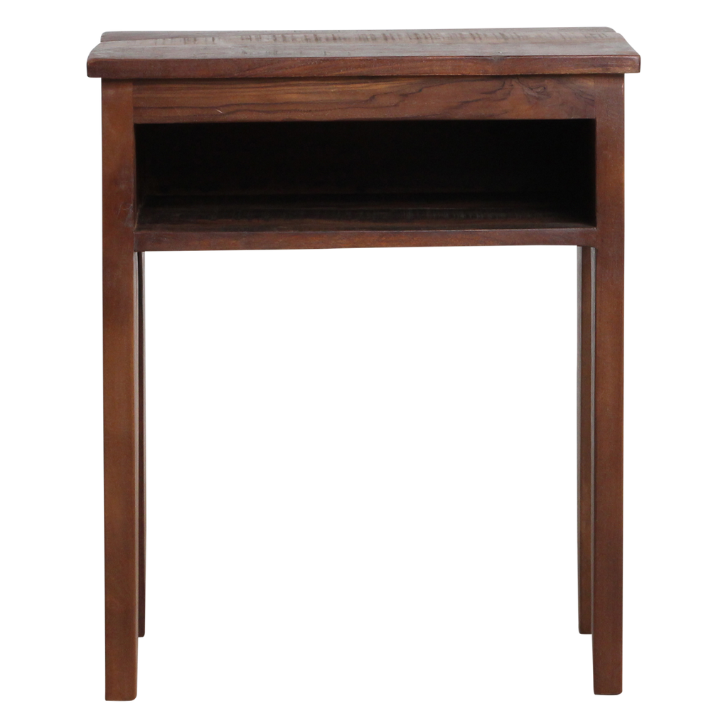 Table de chevet en bois recyclé marron niche ouverte – 50x30 cm