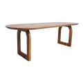 Table à manger en bois de manguier arrondie marron – 180x90 cm
