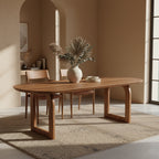 Table à manger en bois de manguier arrondie marron – 180x90 cm