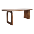 Table à manger bois mangue brun arrondi base mixte – 200x90 cm