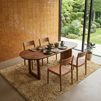 Table à manger bois mangue brun arrondi base mixte – 200x90 cm