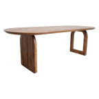 Table à manger bois mangue brun arrondi base mixte – 200x90 cm
