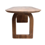 Table à manger bois mangue brun arrondi base mixte – 200x90 cm