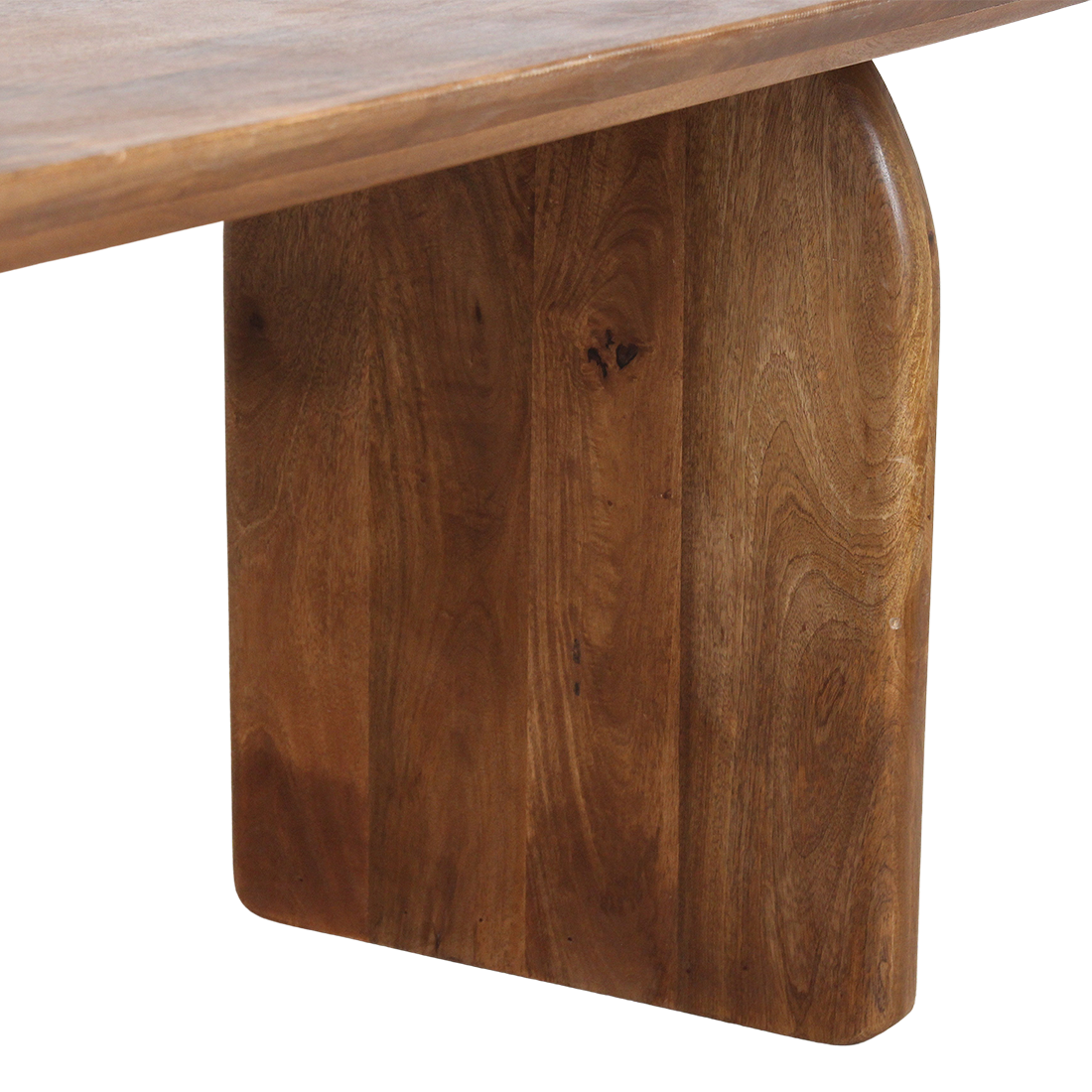 Table à manger en bois de manguier brun formes arrondies – 200x90 cm