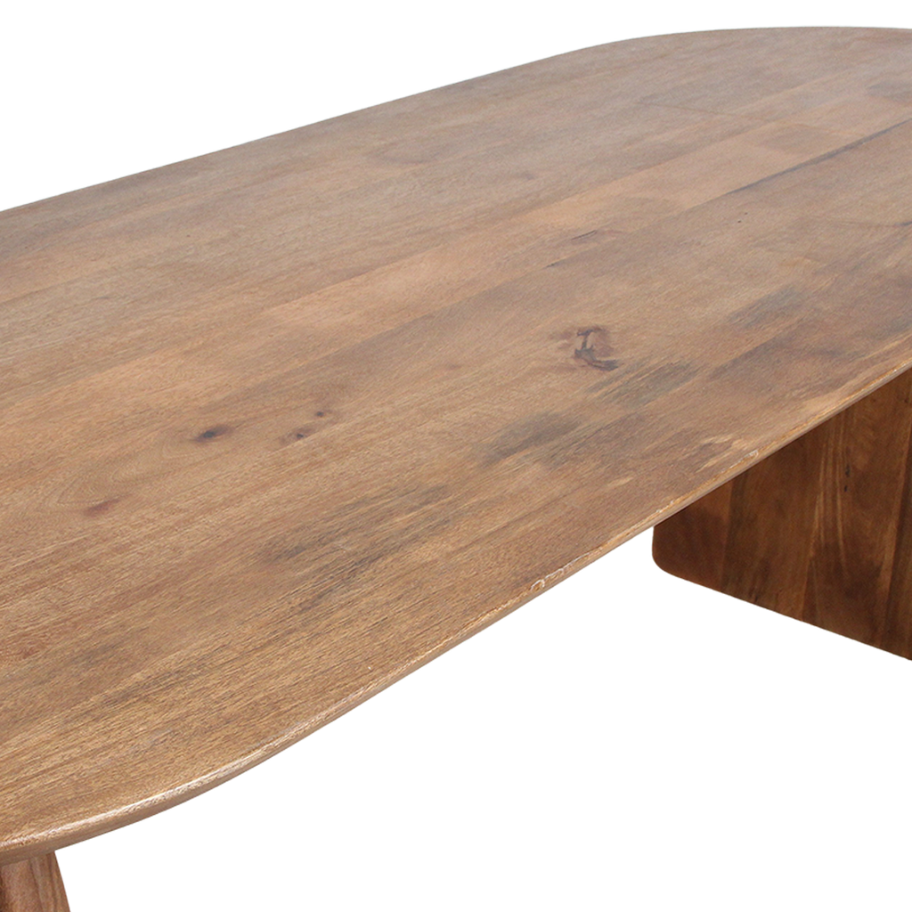 Table à manger en bois de manguier brun formes arrondies – 200x90 cm