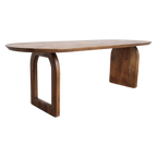 Table à manger en bois de manguier brun plateau arrondi – 240x90 cm