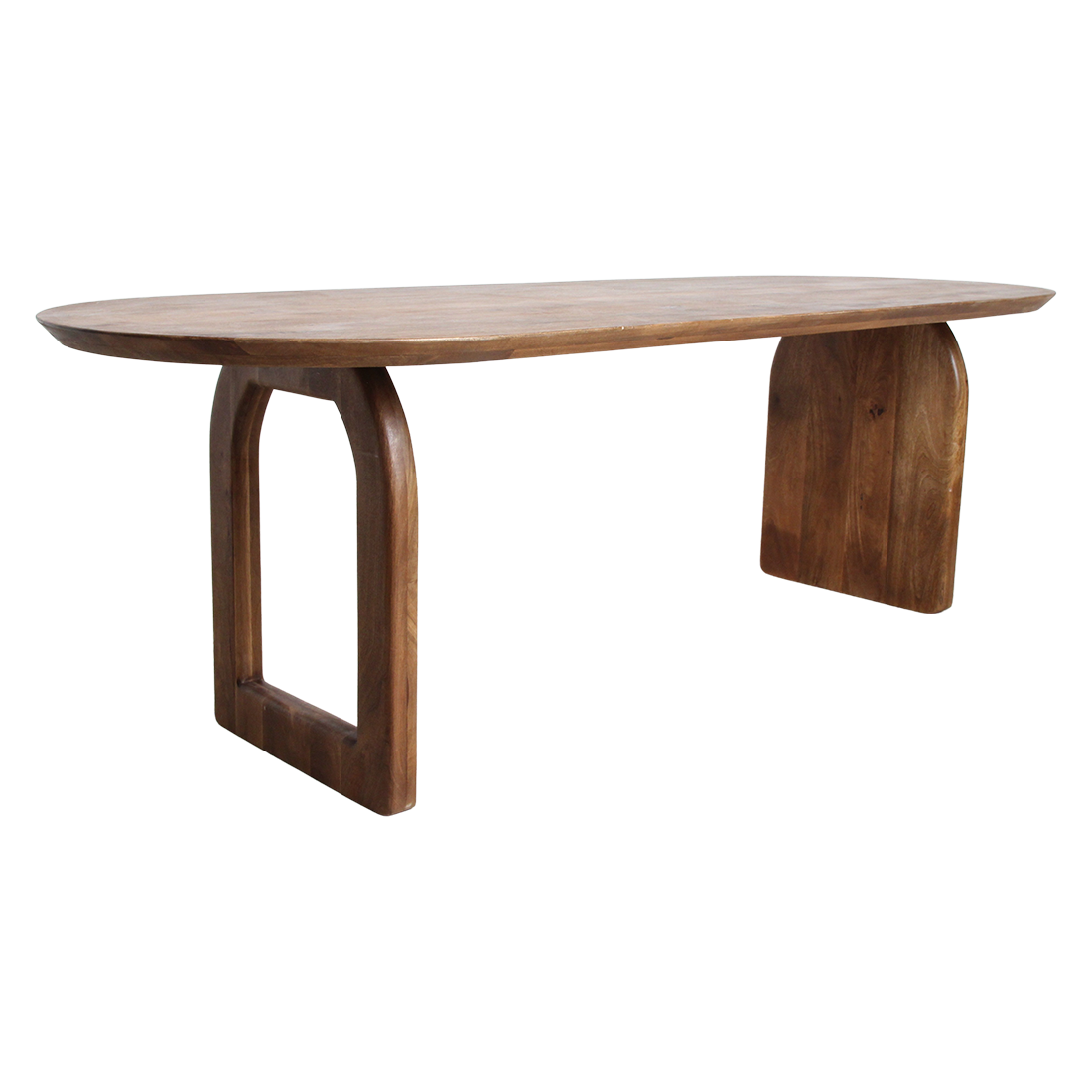 Table à manger en bois de manguier brun plateau arrondi – 240x90 cm