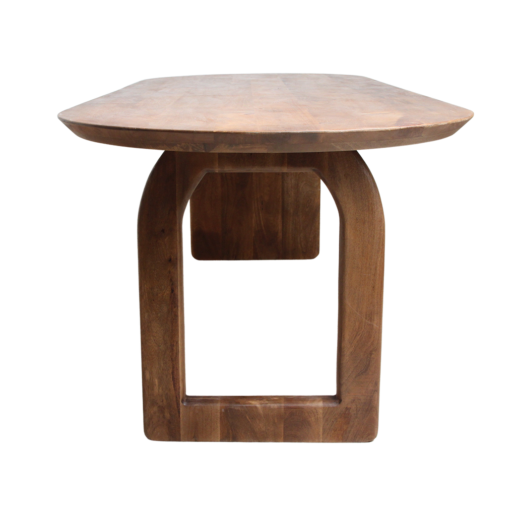 Table à manger en bois de manguier brun plateau arrondi – 240x90 cm
