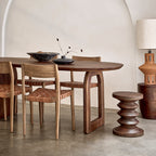 Table à manger en bois de manguier brun plateau arrondi – 240x90 cm