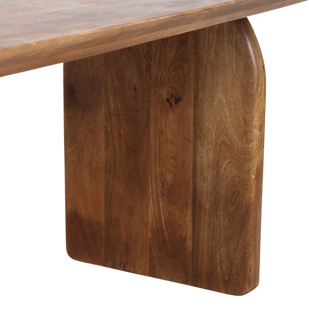 Table à manger en bois de manguier brun plateau arrondi – 240x90 cm