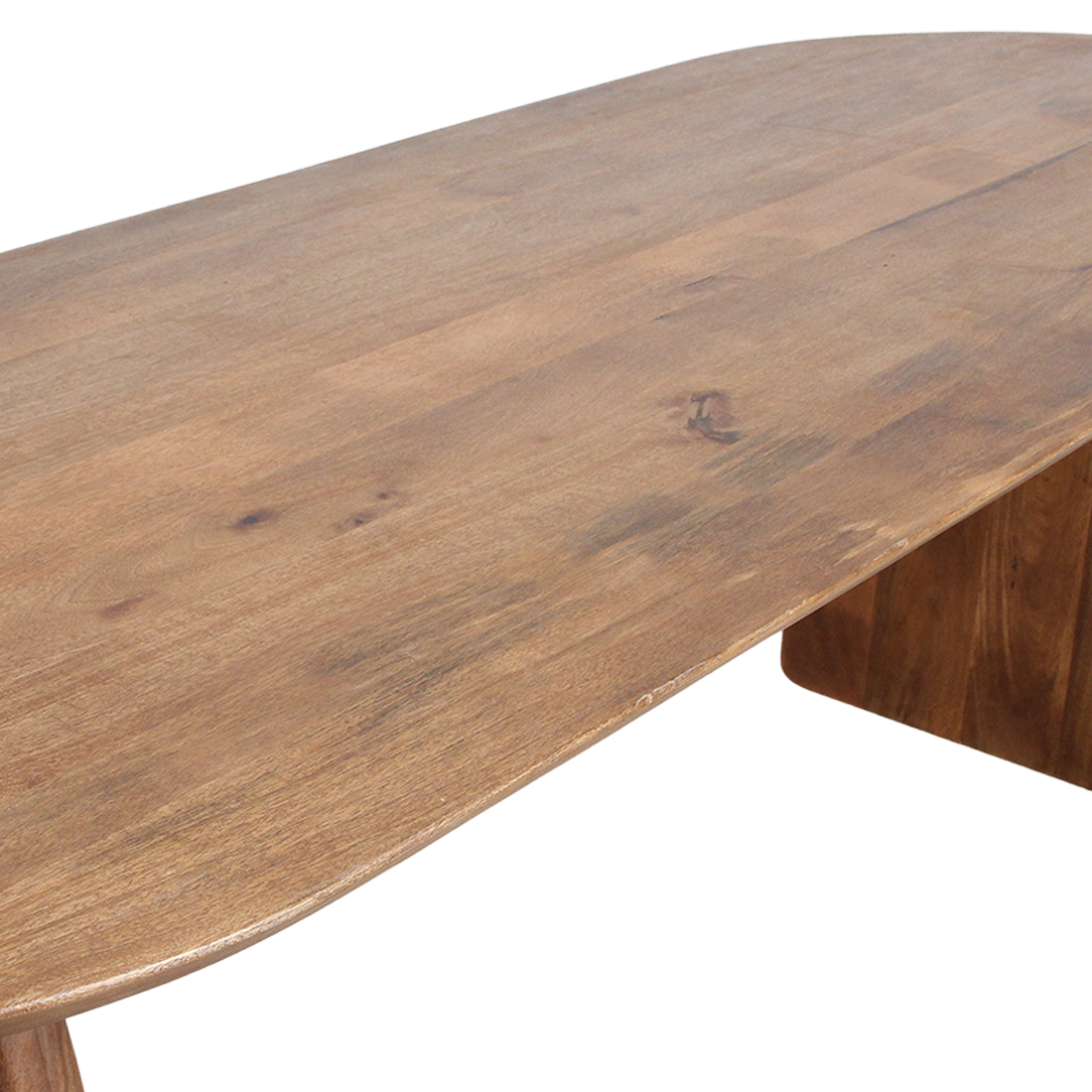 Table à manger en bois de manguier brun plateau arrondi – 240x90 cm