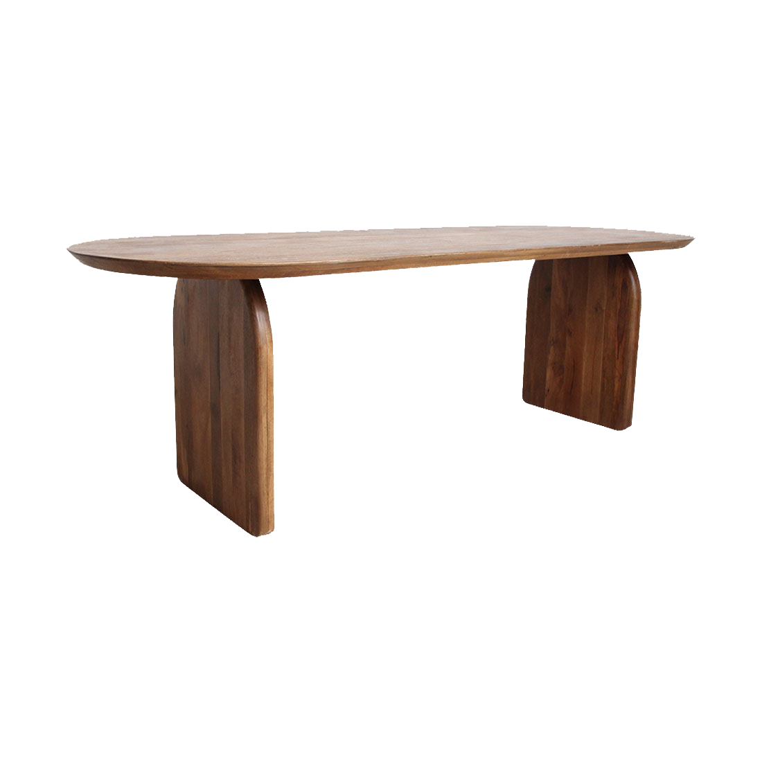 Table à manger ovale en bois de manguier brun piétement plein – 240x90 cm
